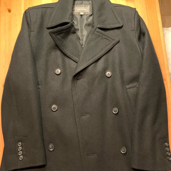 Merona Men’s Black Pea Coat, Size S - Picture 1 of 2